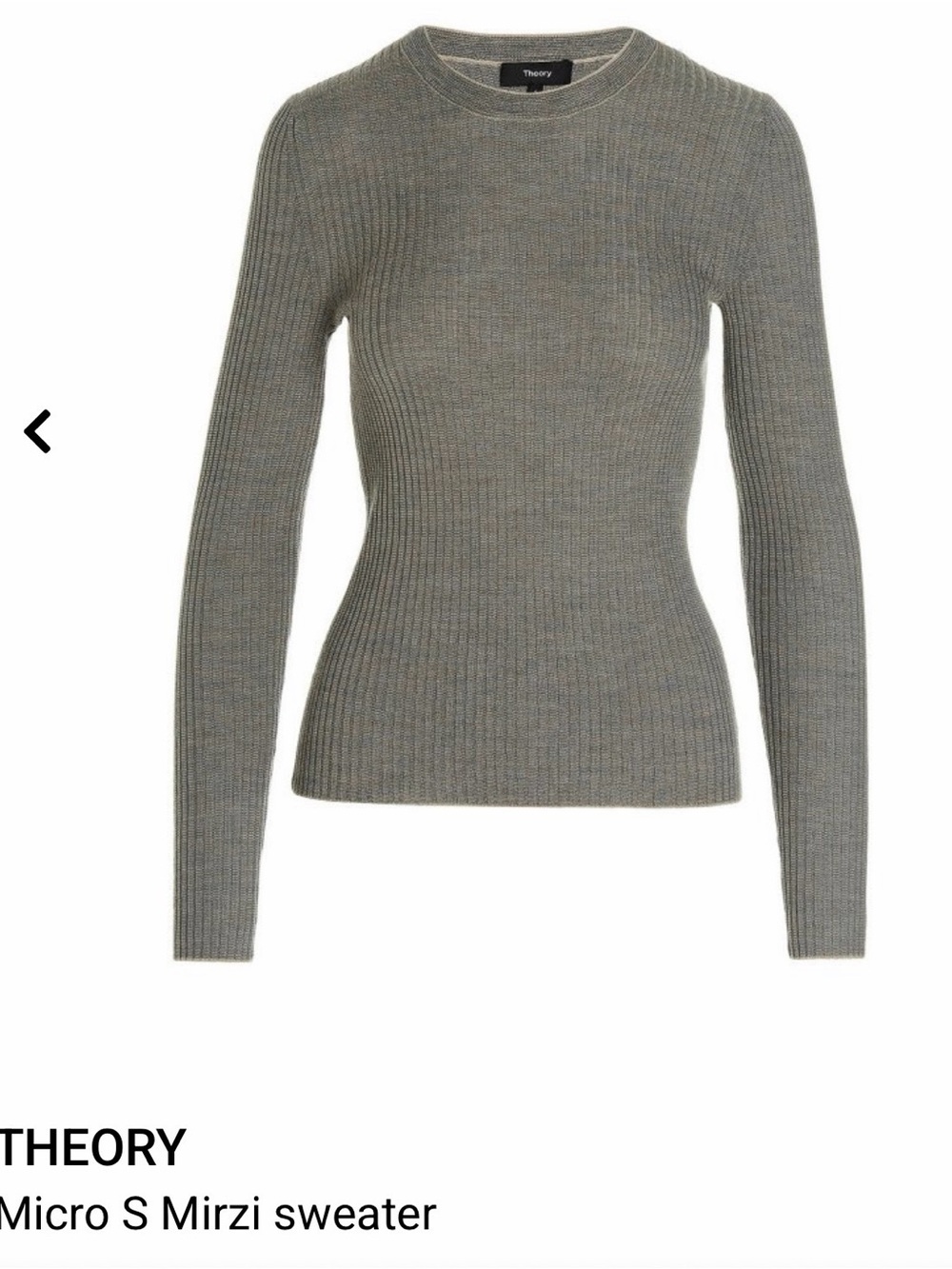 Theory Ribbed Crewneck Sweater in Heather Gray